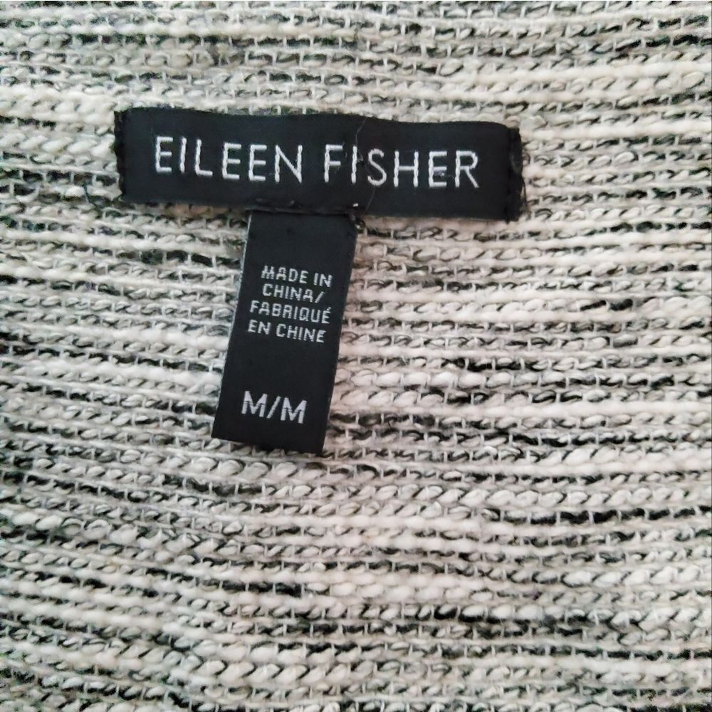 Eileen Fisher White Black Tweed Cardigan Size M - Picture 2 of 9
